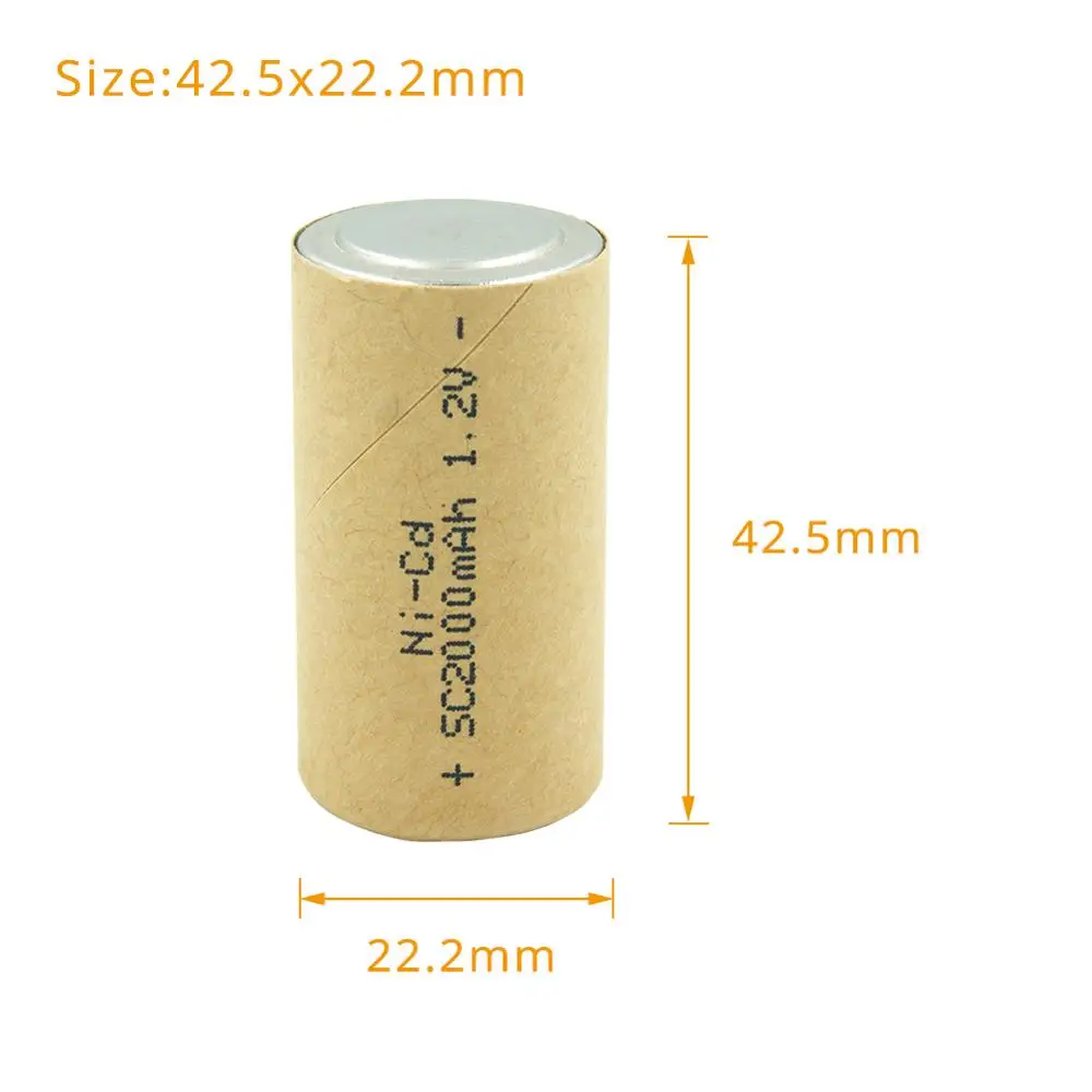 SC 1,2 V 2000mAh аккумуляторная батарея Ni-CD nicd 1,2 V батареи для diy Makita Bosch электроинструменты Battey фонари солнечные фонари