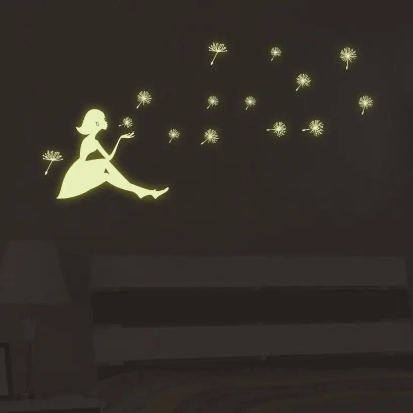 Светящиеся наклейки для девочек в виде одуванчика украшения гостиной спальни на