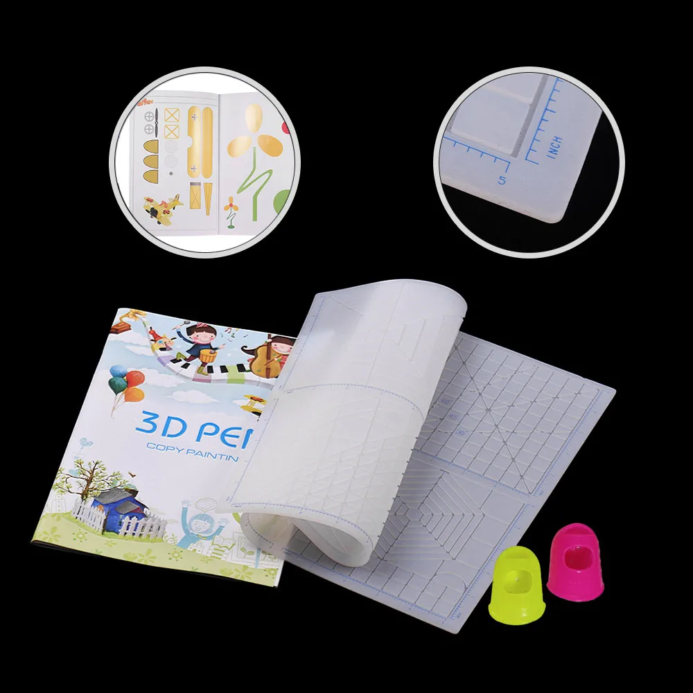 Multi Purpose 3D Printing Pen Template Soft Silicone Mat Drawing Templates Copy Board with Fingerstalls | Компьютеры и офис