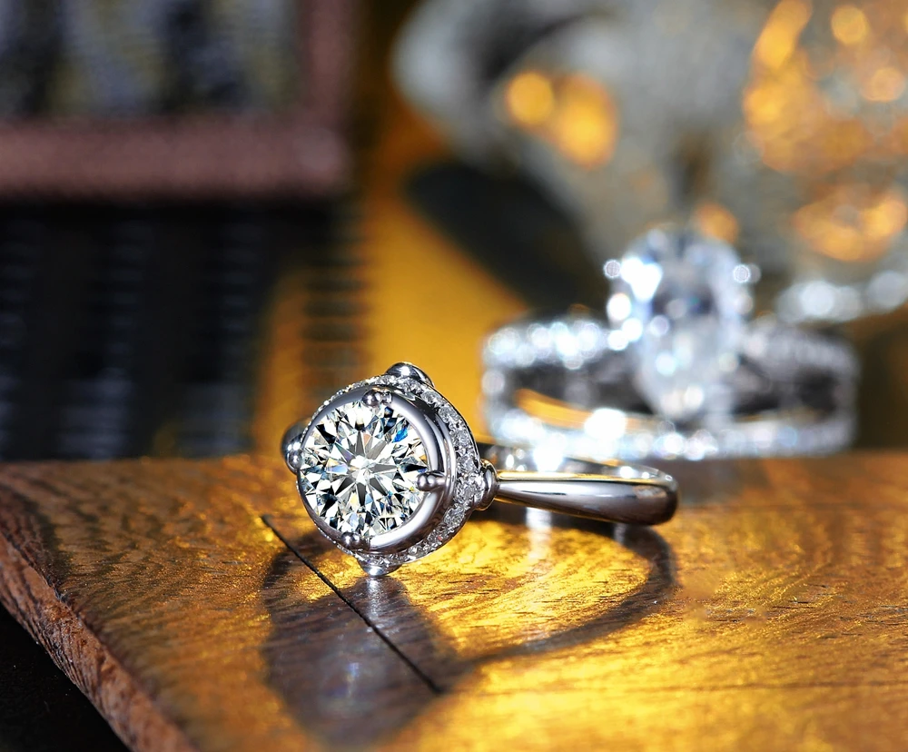 Halo 9 мм круглое 3 Ct цветное D F Moissanite кольцо Твердое 14K белое золото обручальное