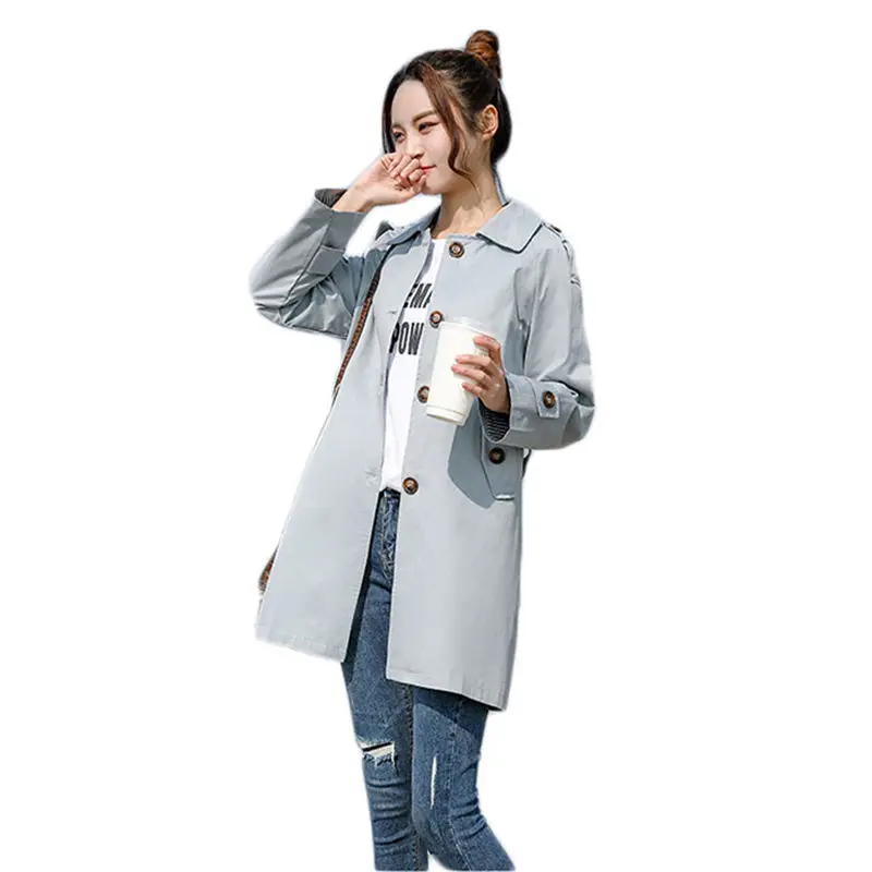 

Belt Windbreaker Jacket Female Long Spring 2019 New Korean Thin Loose Basic Jacket And Coat For Women Solid Kawaii Outwear f233