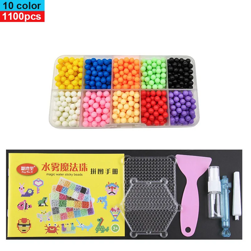 aquabeads 5200 шт. 24 цвета бусины головоломки кристалл Цвет DIY Aqua распыления воды набор мяч игры 3D ручной работы magic игрушечные лошадки для детей аквабитсц для детей бусины распыления воды - Цвет: Crystal color1100pcs