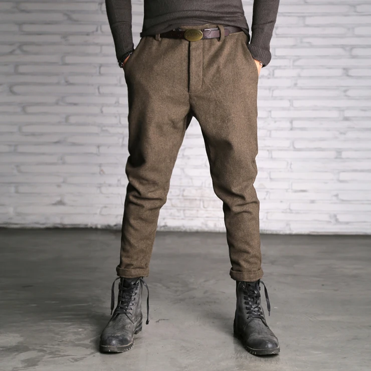 Весенняя новинка Повседневные Мужские штаны Штаны Slim fit мужские шерстяные