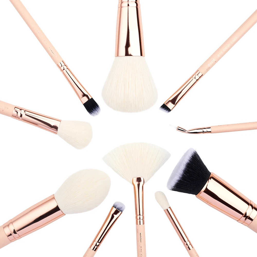 Jessup brushes 10pcs Makeup Brushes Set maquiagem profissional completa Powder Foundation Fan Lip Blending T450 | Красота и здоровье