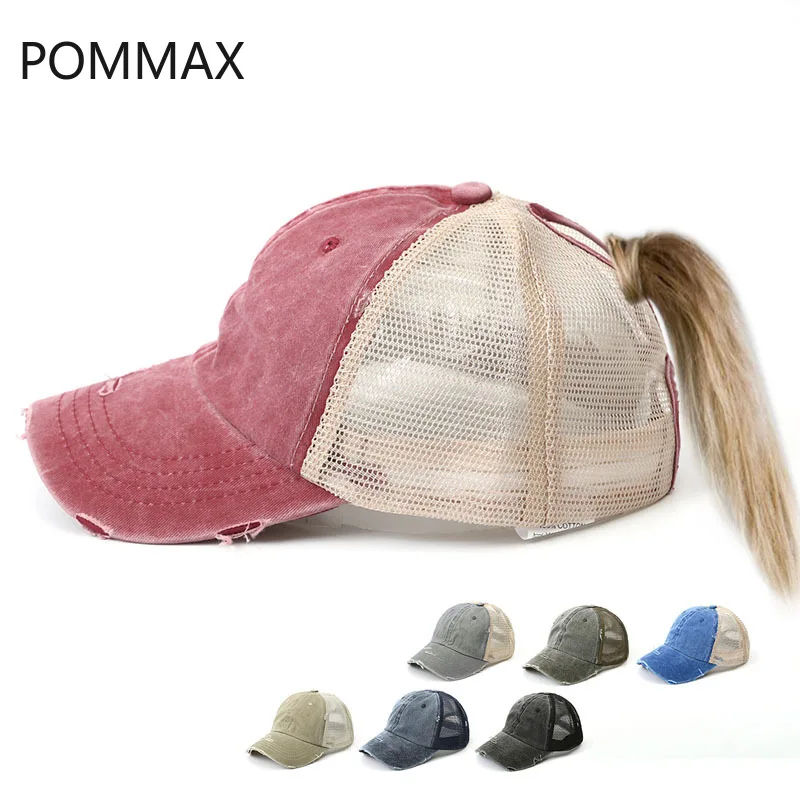 Женская бейсбольная кепка с конским хвостом летняя Snapback дышащей сеткой
