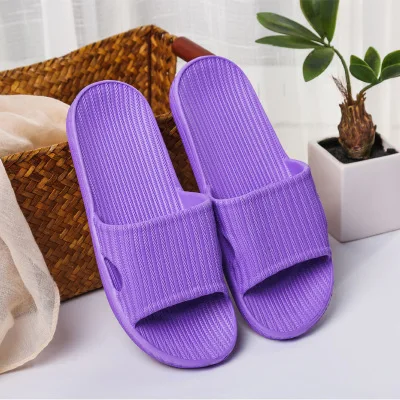 02 purple Домашние тапочки для пары; сезон лето; Домашние Нескользящие шлепанцы для ванной; уличная мода; амортизирующая повседневная обувь в полоску для мужчин и женщин; пляжная обувь - Цвет: 02 purple