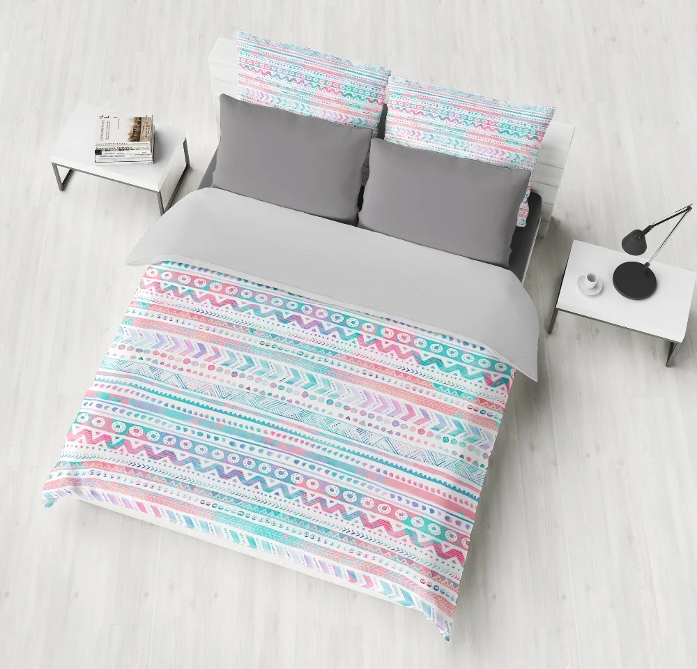 Home Textile fashion fresh Bedding Sets bule white flowers lilacs Pastoral style 3pcs Duvet Cover Soft Polyester bedclothes | Дом и сад