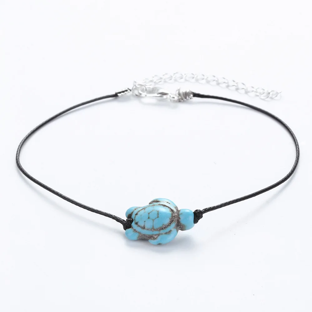 Женский браслет на лодыжку MESTILO черный в стиле бохо с черепахой и цепочкой для ног