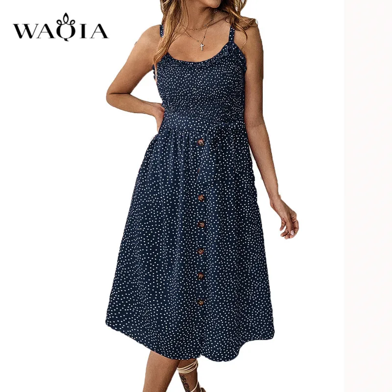 WAQIA 2019 женское летнее Бохо Макси длинное платье Вечеринка пляжные платья Сарафан
