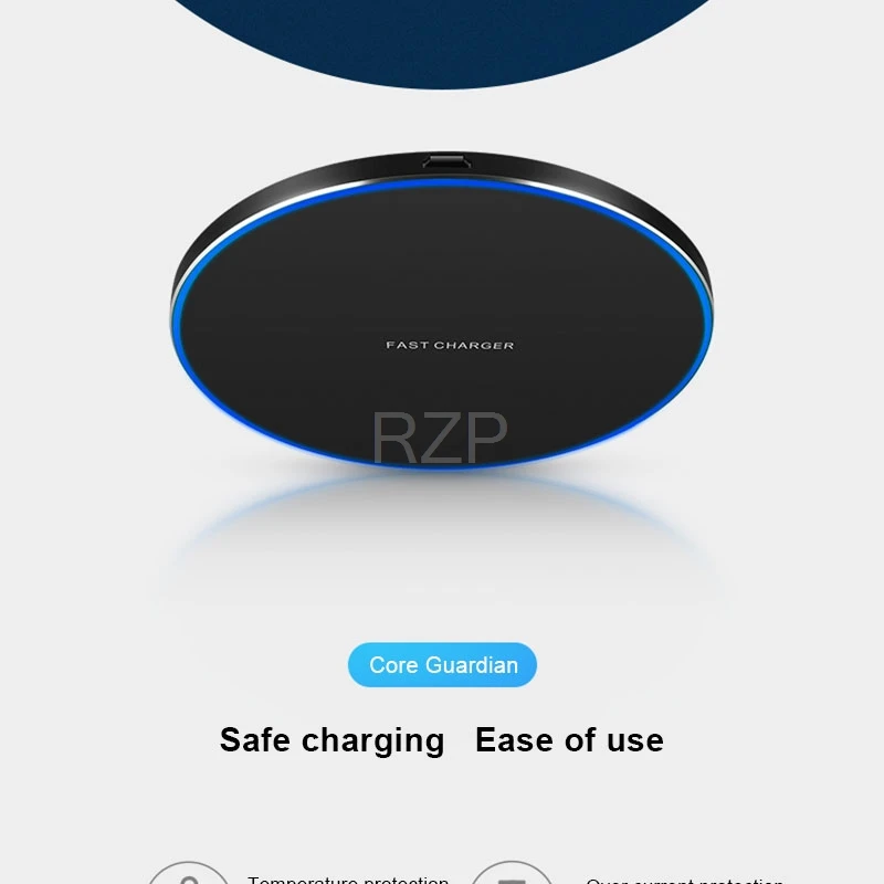 RZP 10 Вт QI Беспроводное зарядное устройство для iPhone X XR Xs Max 8 Plus samsung S9 S10 Plus Note 9 Беспроводная зарядная площадка Быстрая зарядка зарядное устройство