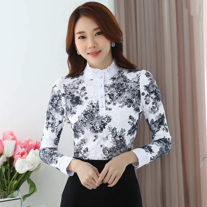2018 Blusas Весна Регулярный стенд ацетат Новый элегантный Корейская рубашка с