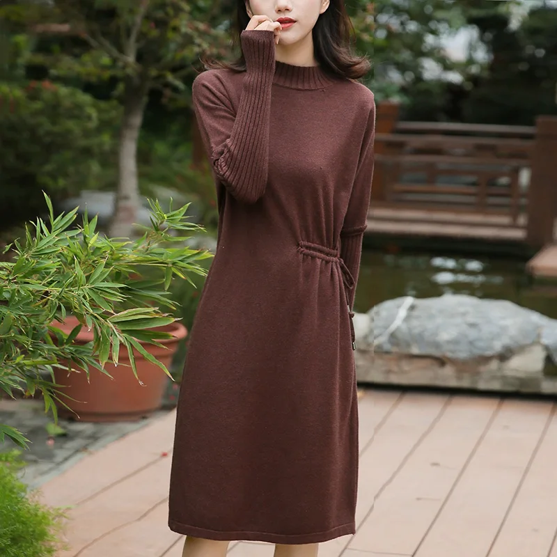 GIGOGOU люрекс Блестящий женский свитер платье Осень Зима Водолазка Длинные прямые