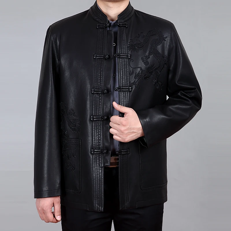 Мужская кожаная куртка MSAISS из овчины с вышивкой|clothing leather jacket|leather jacketmens coat |