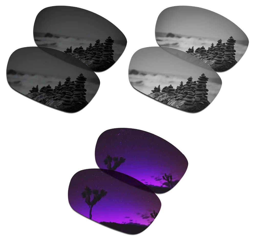 

SmartVLT 3 Pairs Polarized Sunglasses Replacement Lenses for Oakley Ten X Stealth Black & Silver Titanium & Plasma Purple
