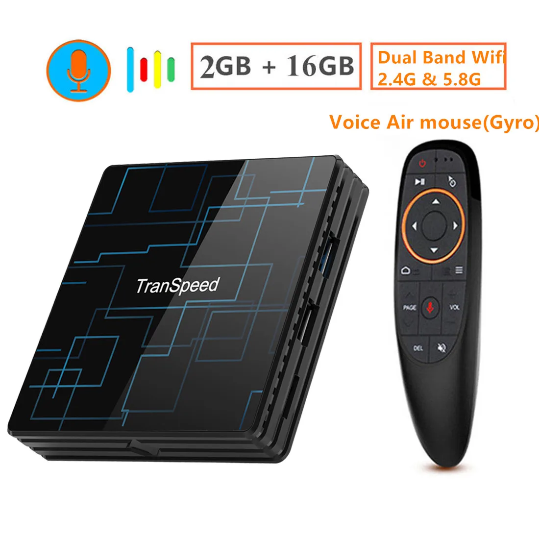 2G 16G with Voice Android 9,0 ТВ приставка Google голосовой помощник RK3318 4K 3D Ultra 4G 64G Wifi Bluetooth Play Store Бесплатные приложения телеприставка - Цвет: 2G 16G with Voice