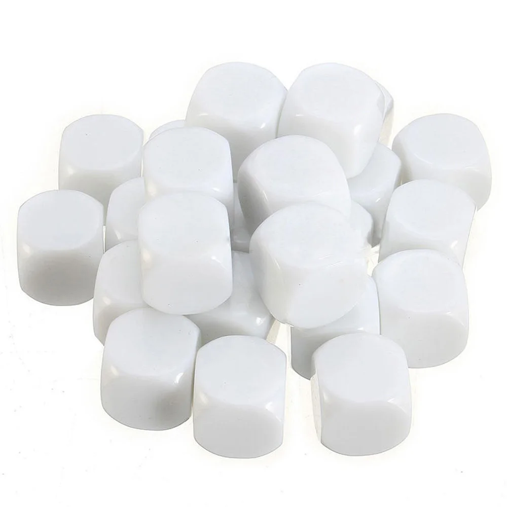 25 шт. Белый Акрил 16 мм пустые белые непрозрачные шестигранные D6 игральные кости