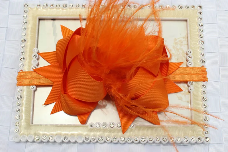 1 шт. 6 дюймов страусиная лента для волос девочек детей с бантом эластичная