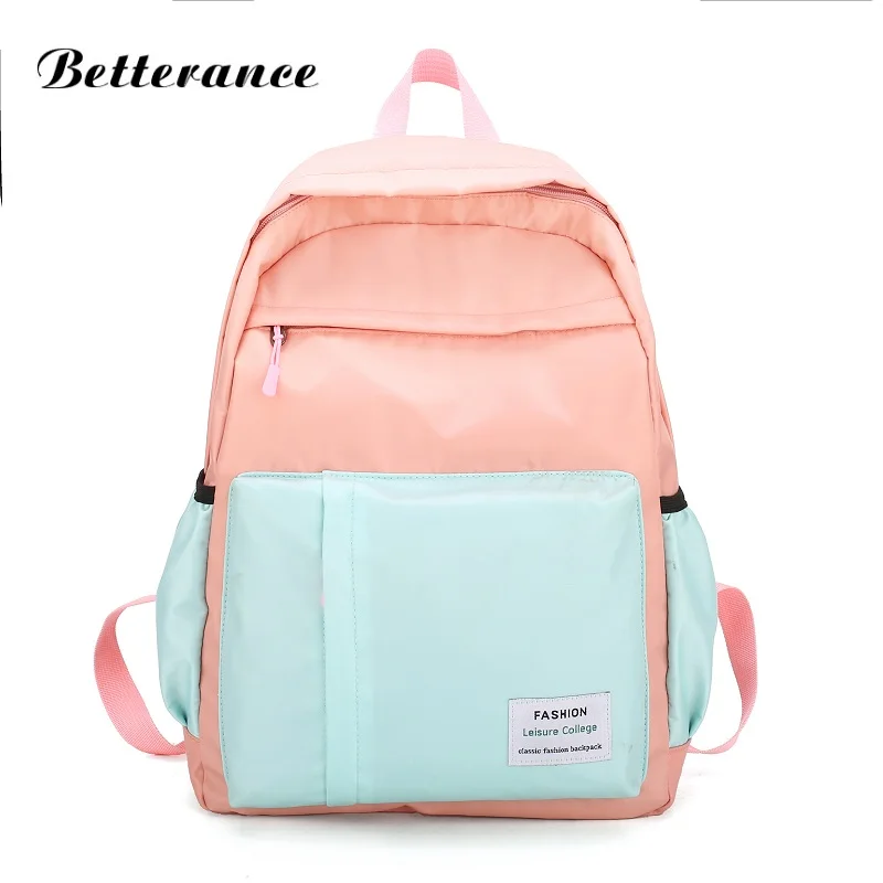 Betterance Famous Brand nylon Backpacks hit color School Bags for teenager Girls waterproof casual bagpack Mochila Feminina | Багаж и