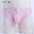YiZYiF пикантные Для мужчин s розовый стринги гей Для мужчин s кружевное нижнее белье стринги Сетки Прозрачное нижнее белье, боксеры, шорты, трусы размера плюс пикантные Для мужчин нижнее белье, трусы-боксеры