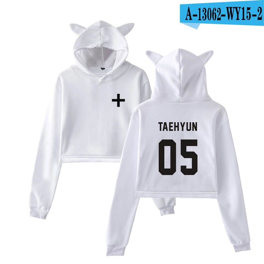 TXT Tomorrow X Together толстовки с кошачьими ушками женские модные толстовки с капюшоном с длинными рукавами горячая Распродажа Kpop повседневные сексуальные толстовки - Цвет: White