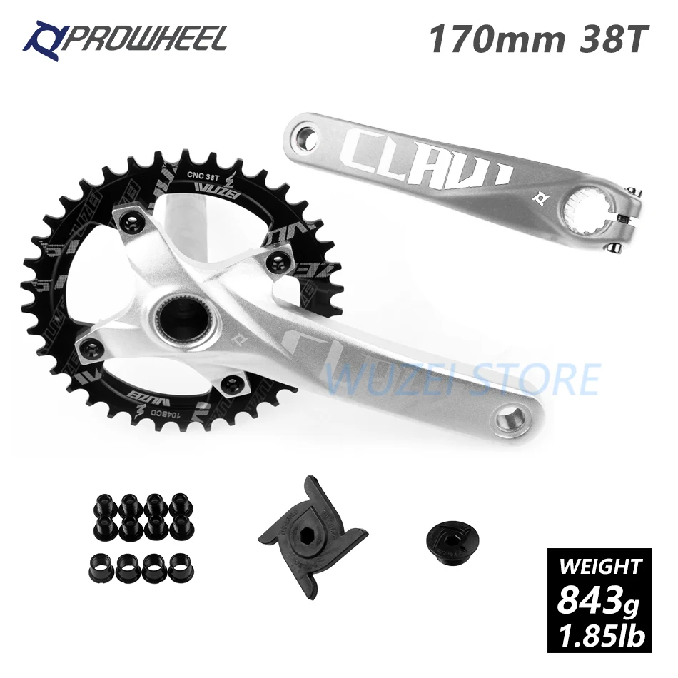Prowheel 104 BCD mtb шатун со звездочками для велосипеда пластины 170 мм/30/32/34/36/38 T Круглый звездочки шатун для горного велосипеда комплект велосипед Запчасти - Цвет: 170mm Silver 38T