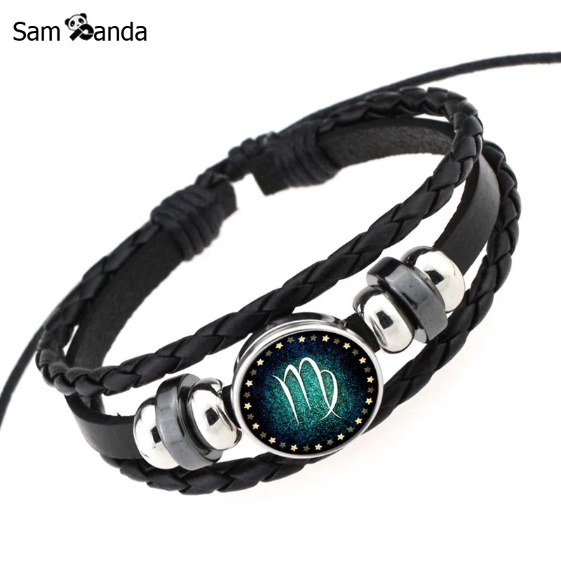 Винтажный кожаный браслет с 12 созвездиями для мужчин и женщин | Украшения