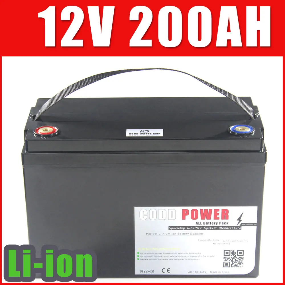 12V литий ионная батарея глубокого цикла 12 6 V 200AH Солнечная робот зарядное