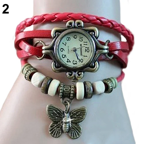 Женские кожаные часы в стиле ретро 6 цветов Роскошные Кварцевые с украшением виде