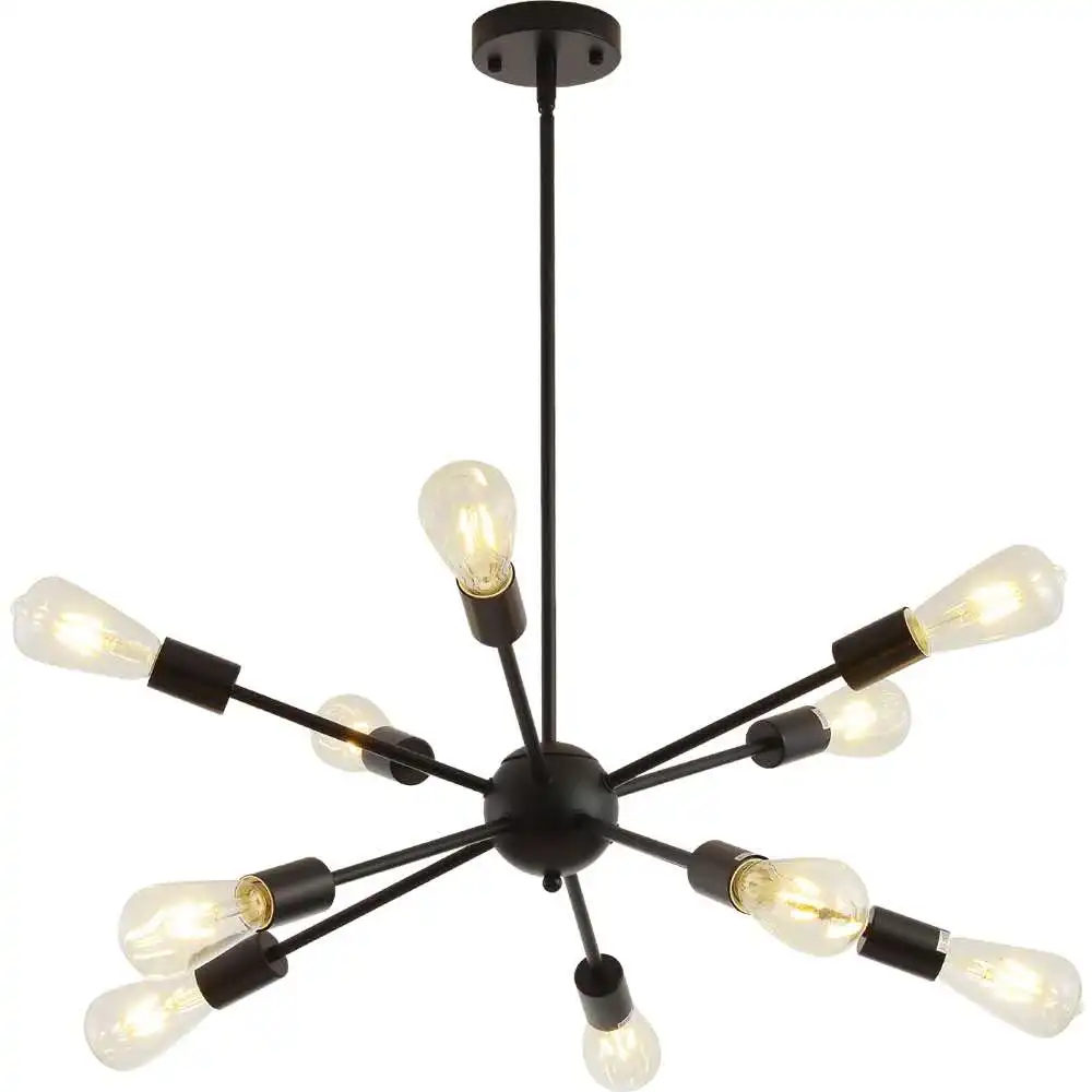 Sputnik Chandeliers Brass Modern Pendant Lamps Antique gold Industrial stair Lighting fixtures 10 arms Brushed Nickel Black tube