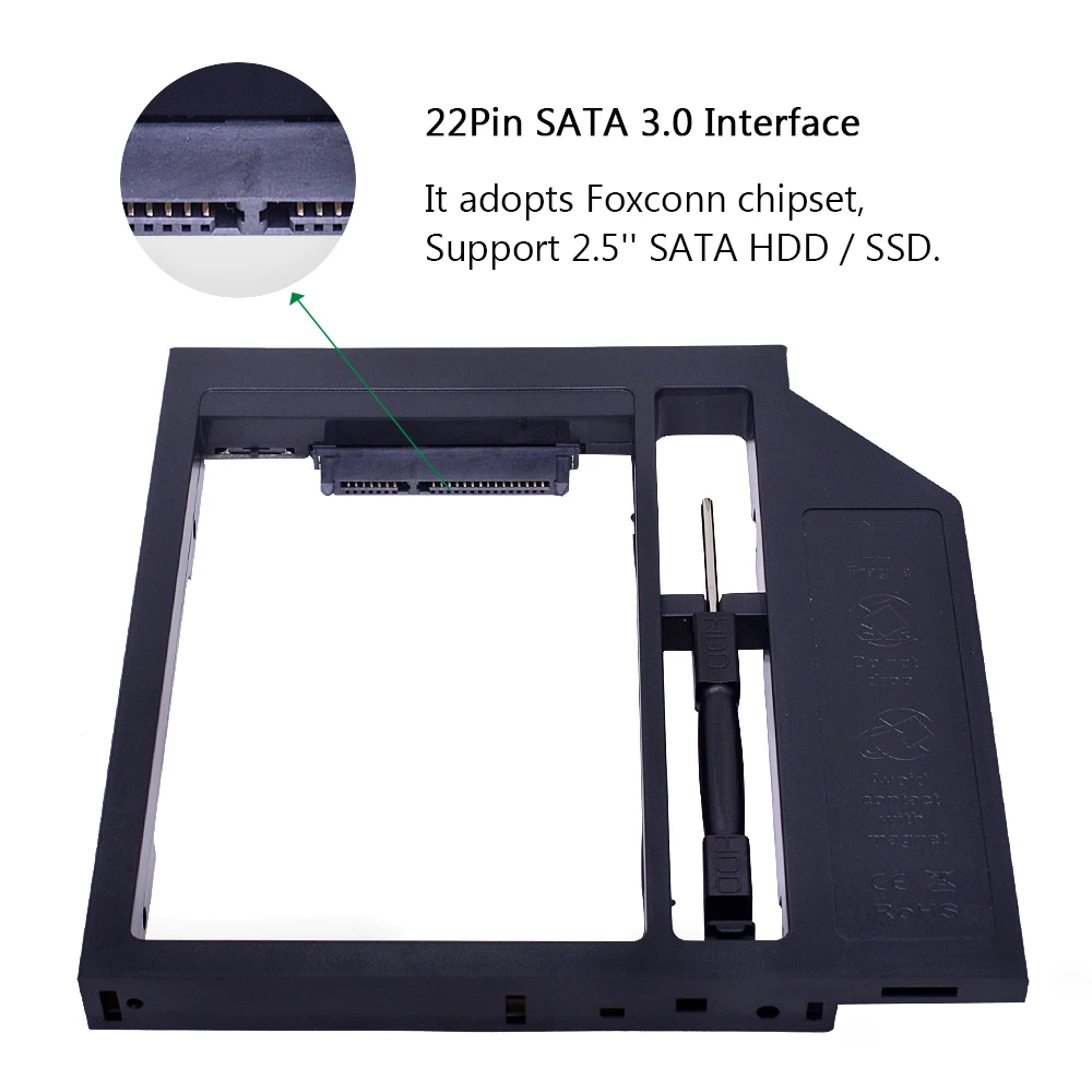 CHIPAL рознипосылка 2nd HDD Caddy 12 7 мм SATA 3 0 для 2 5 дюйма 5/9 5/9/7 чехол SSD корпус