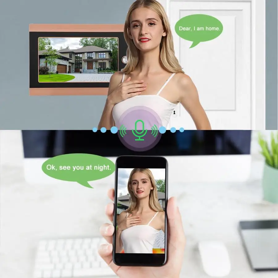 WIFI беспроводной дверной глазок звонок 7 дюймов ЖК экран 720P HD PIR камера 16 Chime