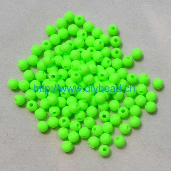 Fluorescence green 4 мм, фурнитура для изготовления ювелирных изделий, акриловые бусины разных цветов, круглые бусины для рукоделия, аксессуары для рукоделия, 2000 шт - Цвет: Fluorescence green