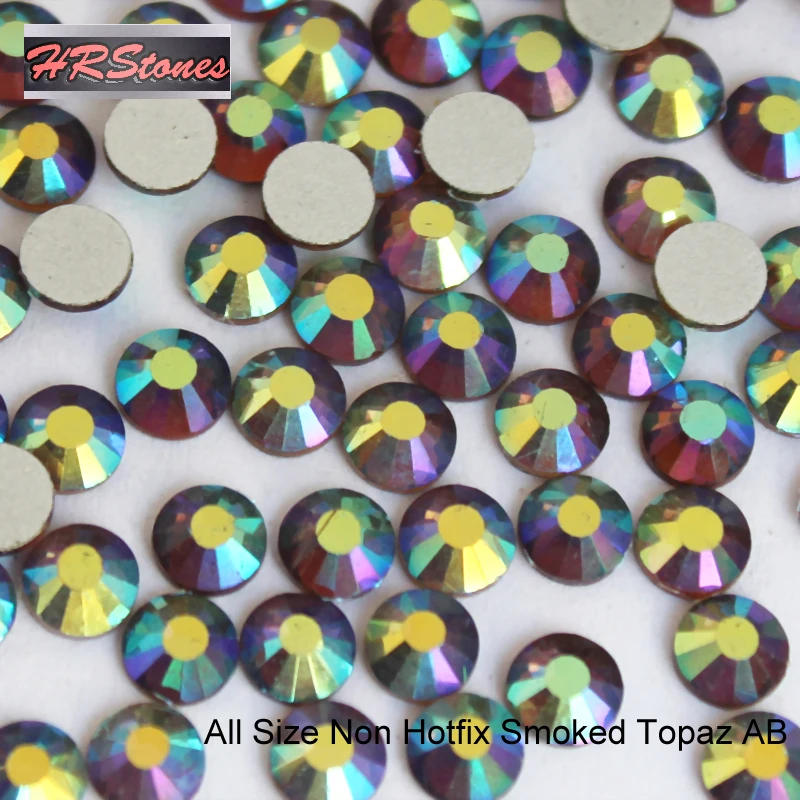 Стразы для дизайна ногтей DIY дымчатый топаз AB стразы без горячей фиксации|rhinestone hot