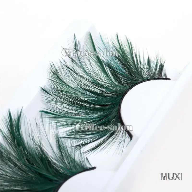 Макияж Красивые Зеленые перья ресницы длинные вечерние НКИ Косплей Хэллоуин