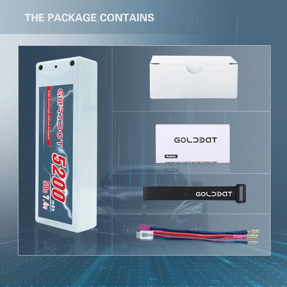 

GARTPOT 7.4V Lipo Battery 5200mAh 2S 50C Lipo RC Car Battery 5200mAh Battery with Deans T Plug for Truck Truggy Boat Airplane