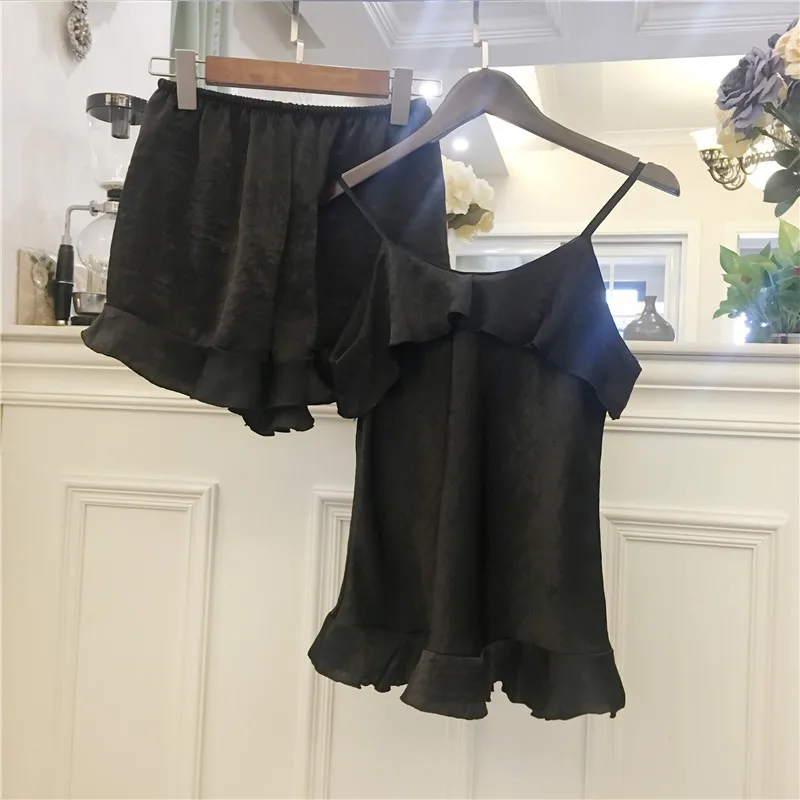 Пикантные пижамные комплекты Женский комплект из 2 предметов с V-образным вырезом