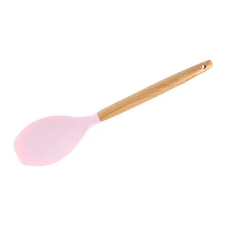 Spatula Pink 1 шт. силиконовая деревянная ложка для супа, лопатка, щетка, скребок, паста, сервер, яичный венчик, кухонные инструменты, кухонные принадлежности, зеленый/черный - Цвет: Spatula Pink