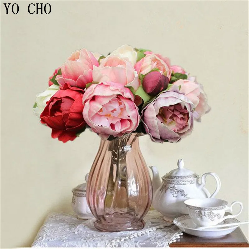 Искусственные пионы TO CHO 8 головок/букет искусственные высокого качества