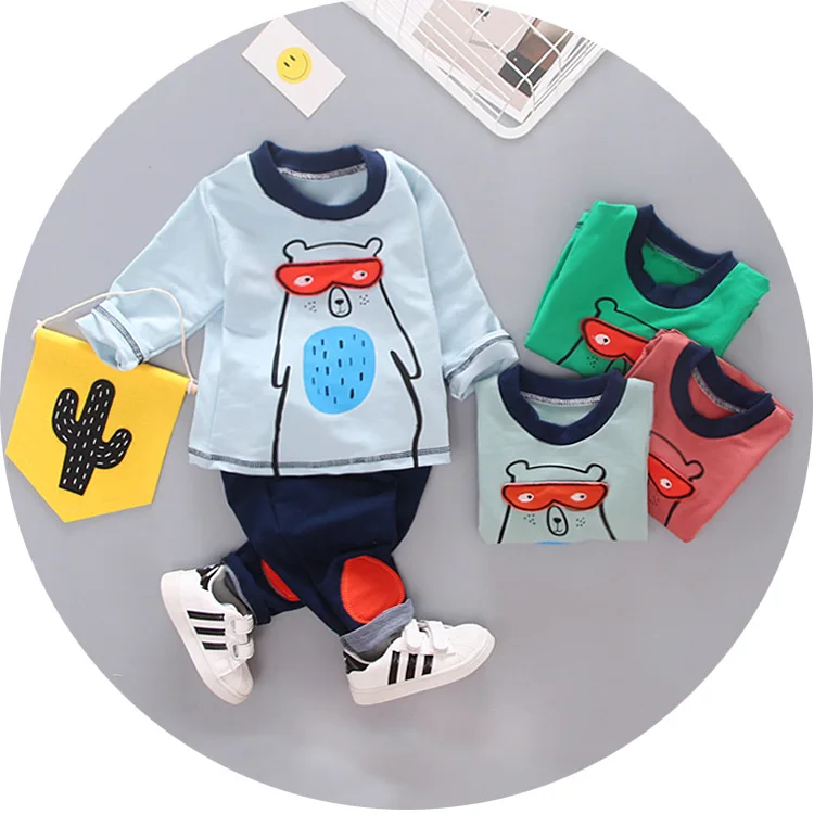 Детская одежда 2018 комплект из 2 предметов футболка и штаны с мультяшным рисунком