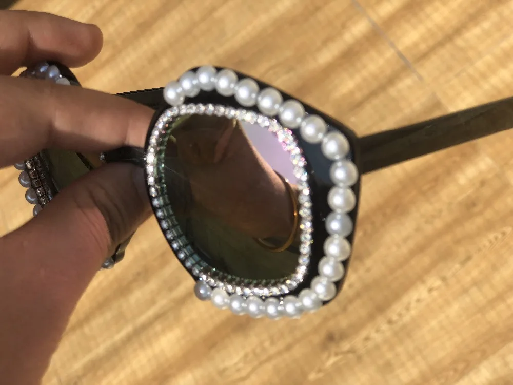 Очки солнцезащитные женские с жемчужинами и зеркальными линзами UV400|Женские