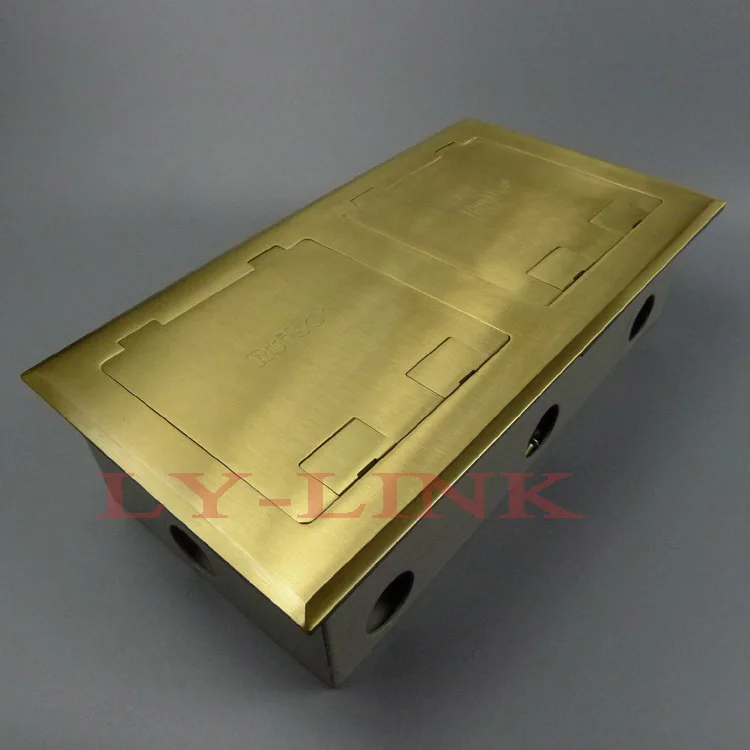 Напольная розетка желтого медного цвета с разъемом питания vga 3RCA AV HDMI и