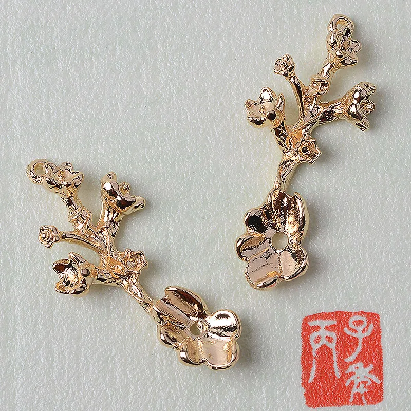 

50pcs 13*34mm Gold Color Alloy Material Flower Branch charm Branch pendant For Women Wedding DIY Handmade Jewelry Making