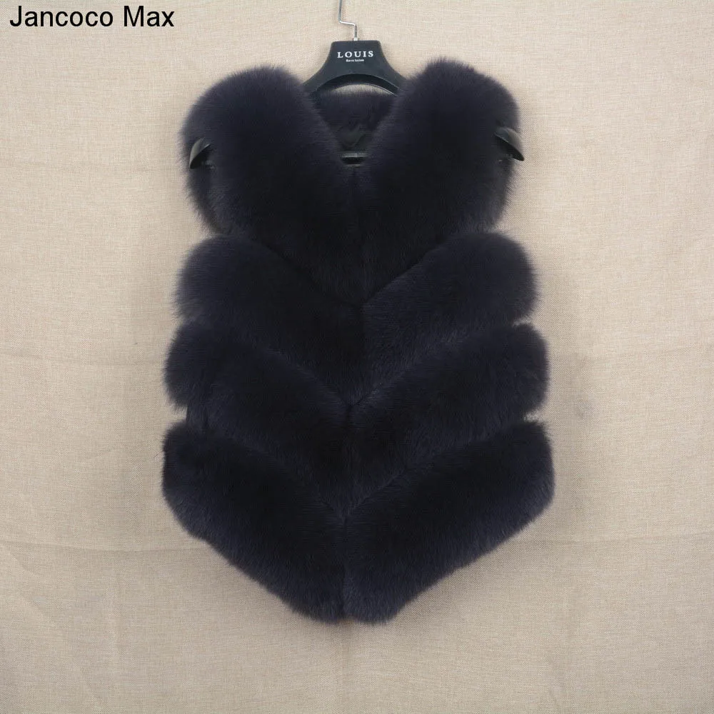 Purple Grey JKKFURS Модный женский 4 ряда меховой жилет настоящий мягкий толстый лисий мех жилет женский Зимний натуральный жилет S1677 - Цвет: Purple Grey