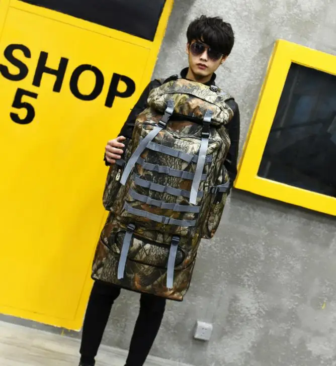 Grey camouflage 100л большой емкости открытый Тактический Рюкзак Альпинизм Кемпинг Туризм военный Molle водоотталкивающая тактическая сумка - Цвет: Grey camouflage