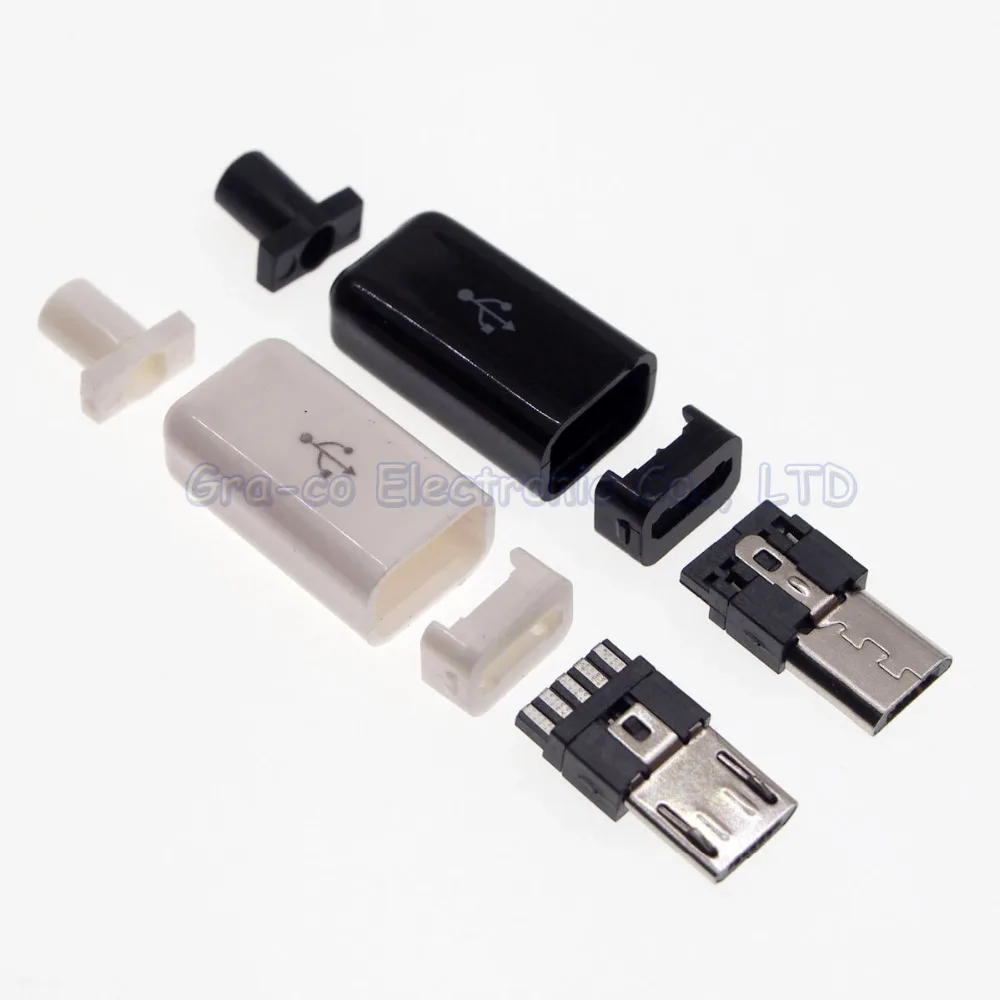 10 комплектов 4 в 1 micro usb 5P Штекерный разъем паяльный шов на той же стороне|connector rg6|usb