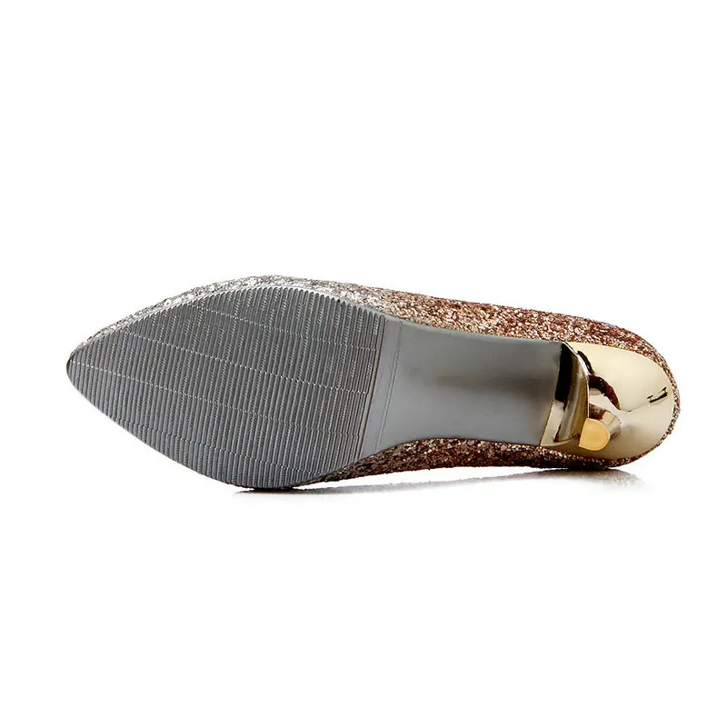 Градиент Тонкие туфли на высоком каблуке с острым носом Лодочки свадебный банкет