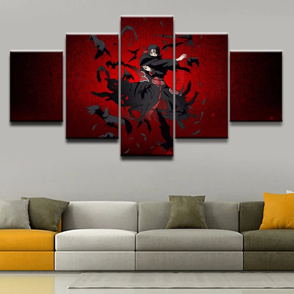5 панель Itachi Uchiha Naruto Framework Холст Картина Настенная живопись абстрактный Декор модульные картины для гостиной спальни принты