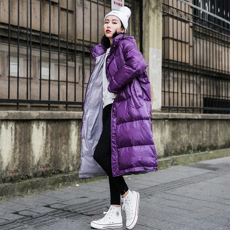 Фиолетовое Женское пальто 2019 новая зимняя свободная хлопковая куртка женская