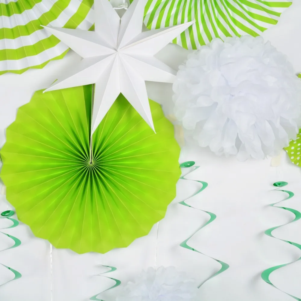 12 шт./компл. свежие зеленые вечерние украшения различная бумага Pinwheels Звездная
