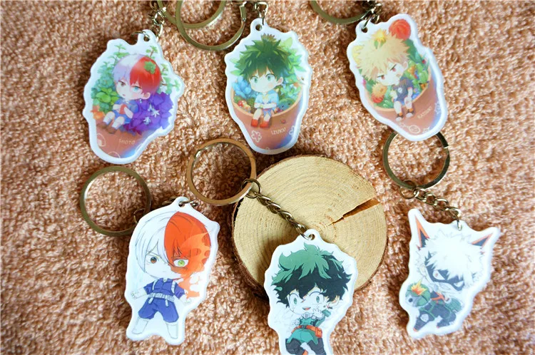 

6 Pcs/lot Anime My Hero Academia acrylic Keychain toy Boku no Hero Akademia Midoriya Bakugou action figure pendant toys gift